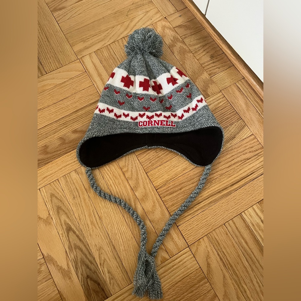 Cornell Gray Knit Pom Beanie